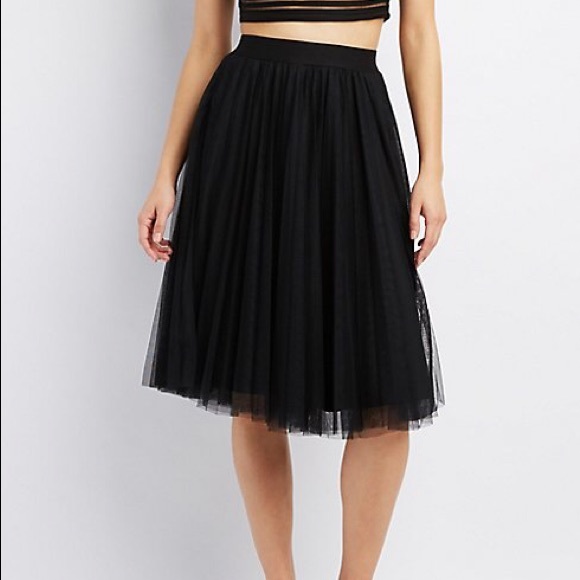 Charlotte Russe Dresses & Skirts - Sweet black tulle midi skirt, sheer with lining